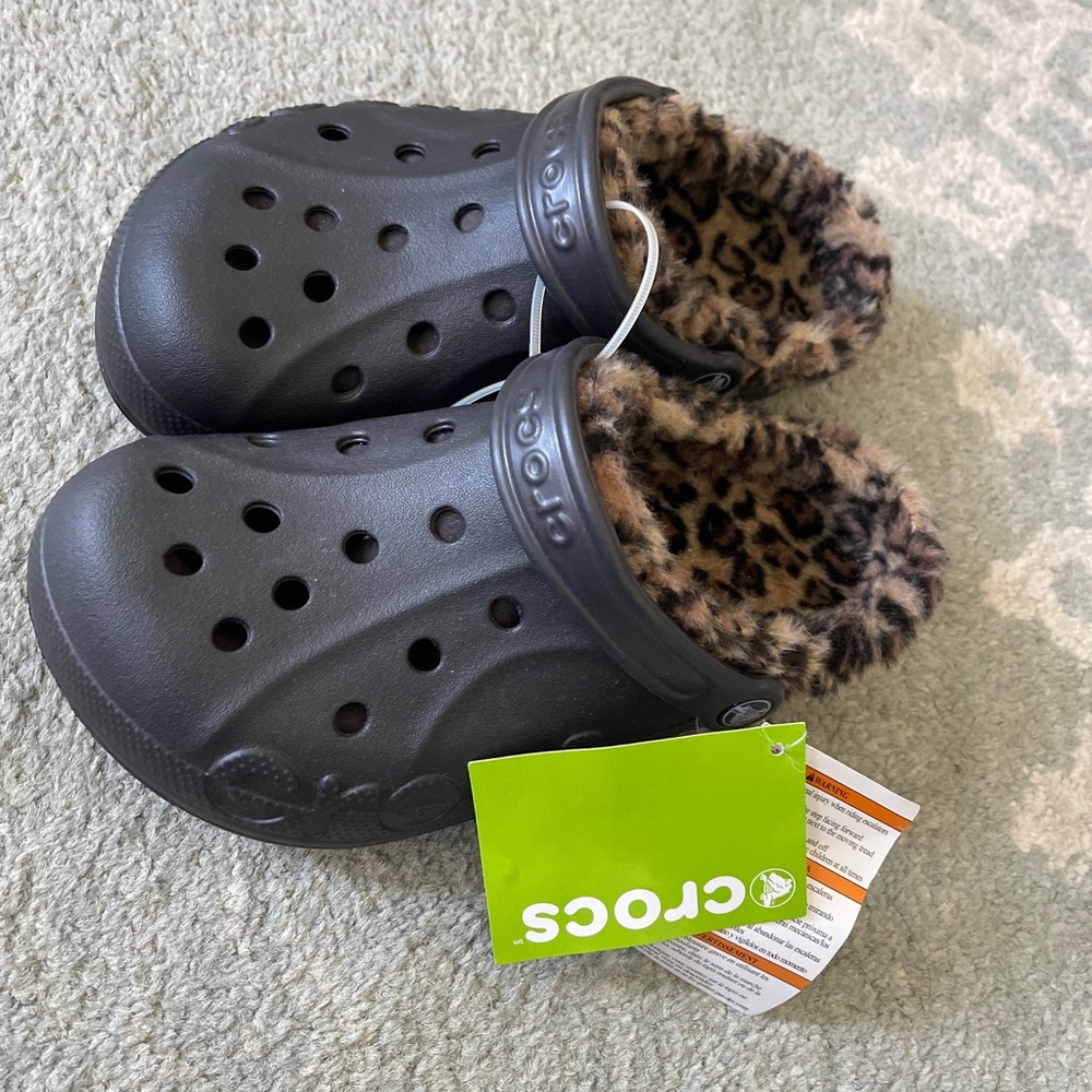 Crocs baya lined clog womens 8 mens 6 leopard onyx